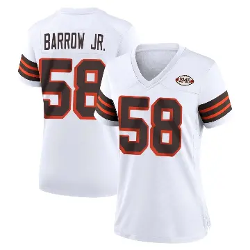 ＃58 Women's Simeon Barrow Jr. White Game Cleveland Browns 1946 Collection Alternate Jersey