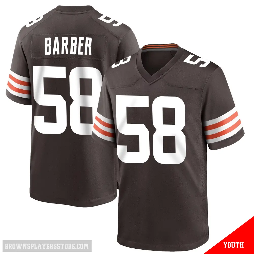 ＃58 Youth Austin Barber Brown Game Cleveland Browns Team Color Jersey