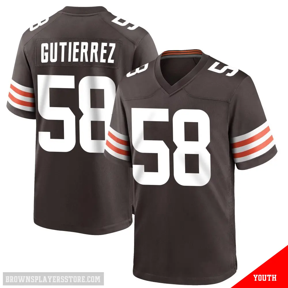 ＃58 Youth Sebastian Gutierrez Brown Game Cleveland Browns Team Color Jersey