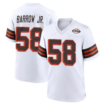 ＃58 Youth Simeon Barrow Jr. White Game Cleveland Browns 1946 Collection Alternate Jersey
