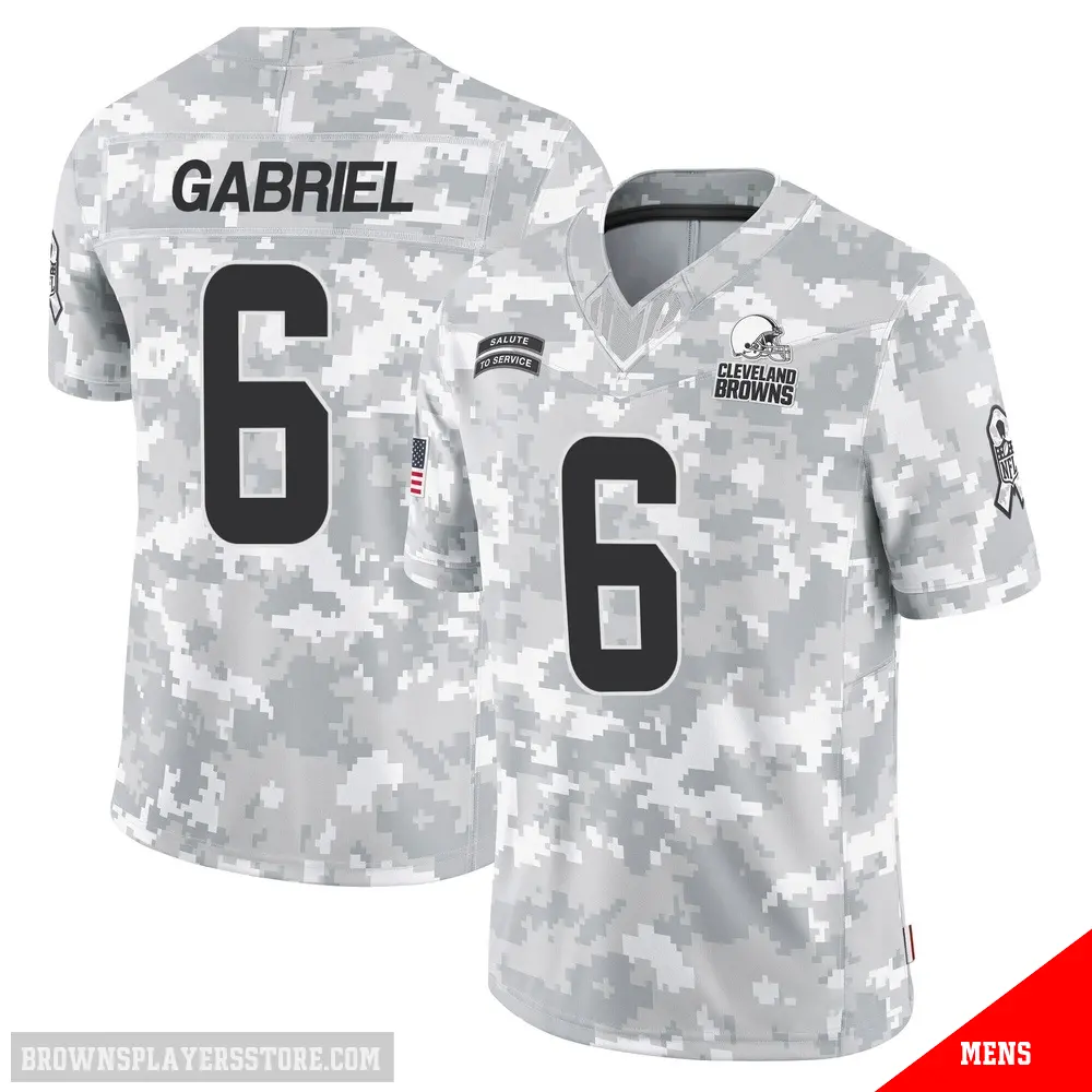 ＃6 Men's Dillon Gabriel Arctic Camo Limited Cleveland Browns 2024 Salute to Service Jersey