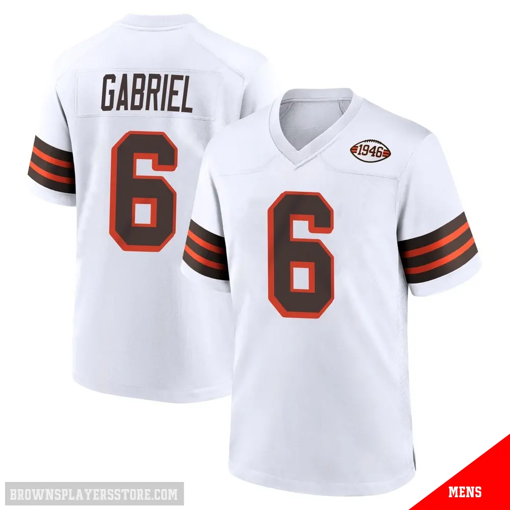 ＃6 Men's Dillon Gabriel White Game Cleveland Browns 1946 Collection Alternate Jersey