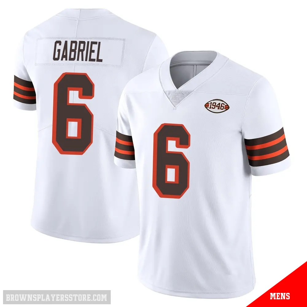 ＃6 Men's Dillon Gabriel White Limited Cleveland Browns Vapor 1946 Collection Alternate Jersey