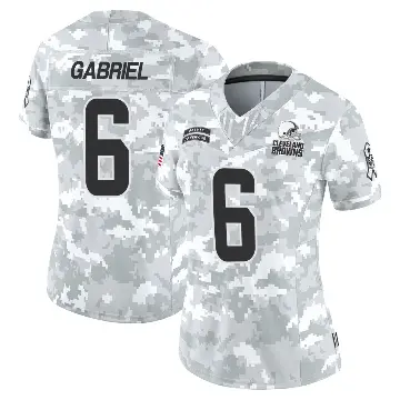 ＃6 Women's Dillon Gabriel Arctic Camo Limited Cleveland Browns 2024 Salute to Service Jersey