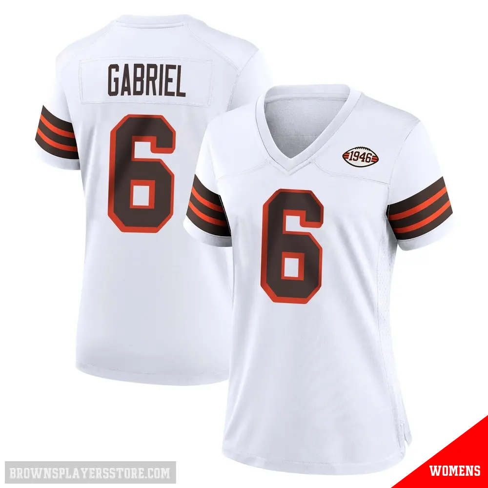 ＃6 Women's Dillon Gabriel White Game Cleveland Browns 1946 Collection Alternate Jersey