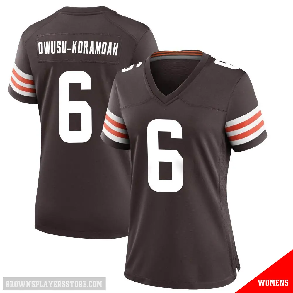 ＃6 Women's Jeremiah Owusu-Koramoah Brown Game Cleveland Browns Team Color Jersey