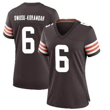 ＃6 Women's Jeremiah Owusu-Koramoah Brown Game Cleveland Browns Team Color Jersey