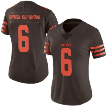 ＃6 Women's Jeremiah Owusu-Koramoah Brown Limited Cleveland Browns Color Rush Jersey
