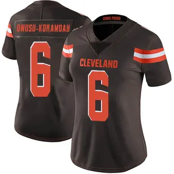 ＃6 Women's Jeremiah Owusu-Koramoah Brown Limited Cleveland Browns Team Color Vapor Untouchable Jersey