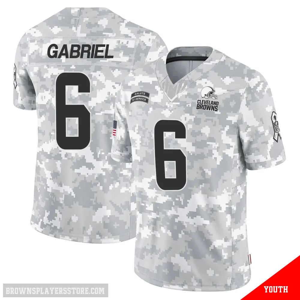 ＃6 Youth Dillon Gabriel Arctic Camo Limited Cleveland Browns 2024 Salute to Service Jersey