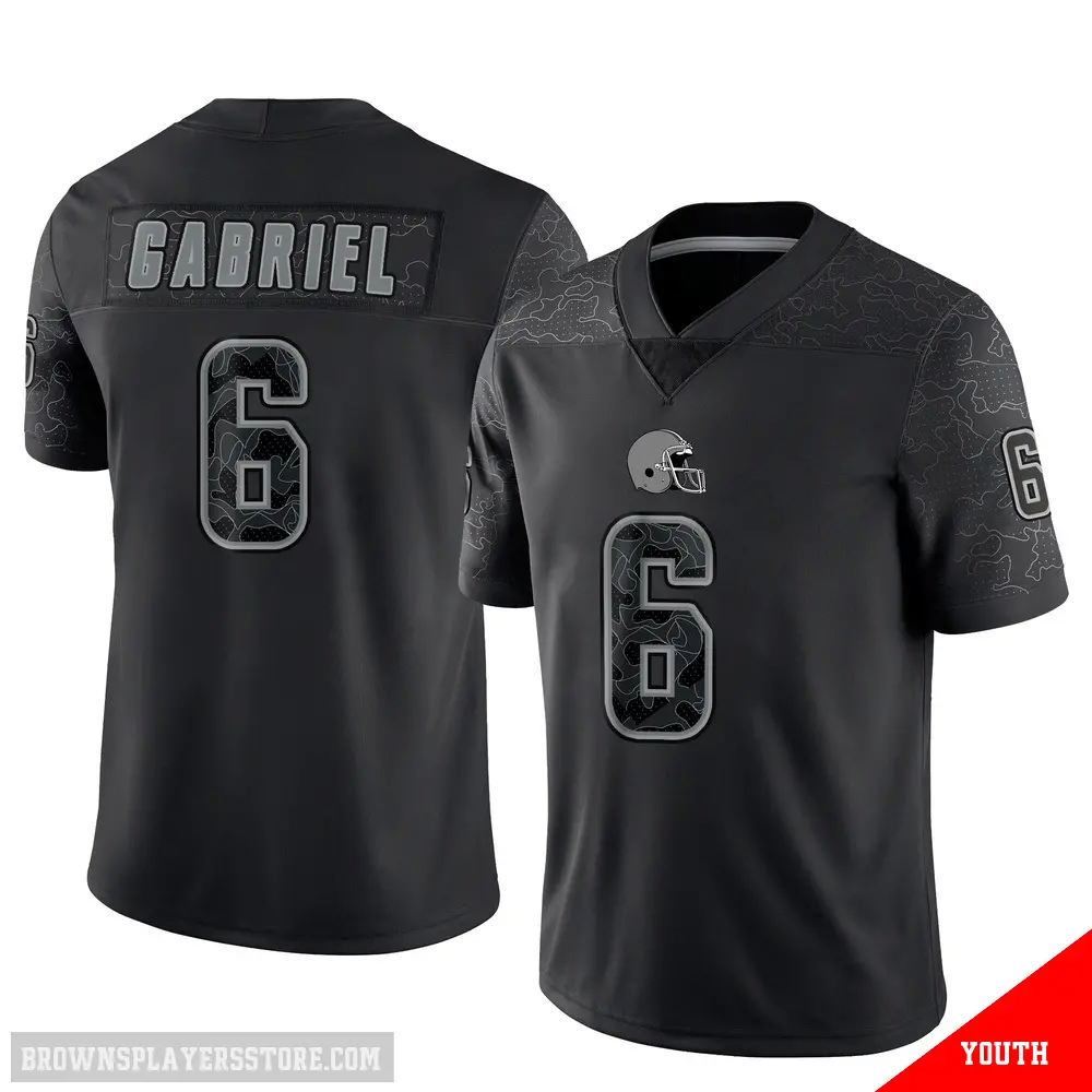 ＃6 Youth Dillon Gabriel Black Limited Cleveland Browns Reflective Jersey