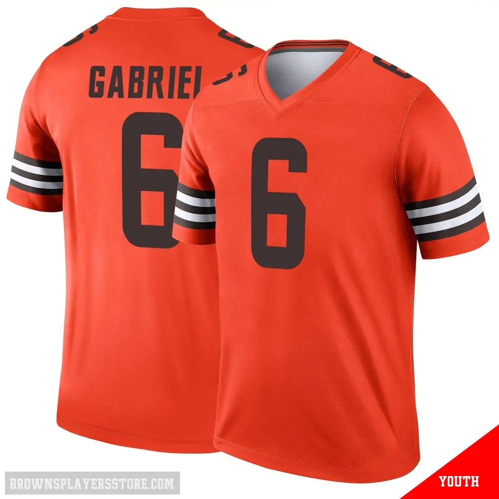 ＃6 Youth Dillon Gabriel Orange Legend Cleveland Browns Inverted Jersey