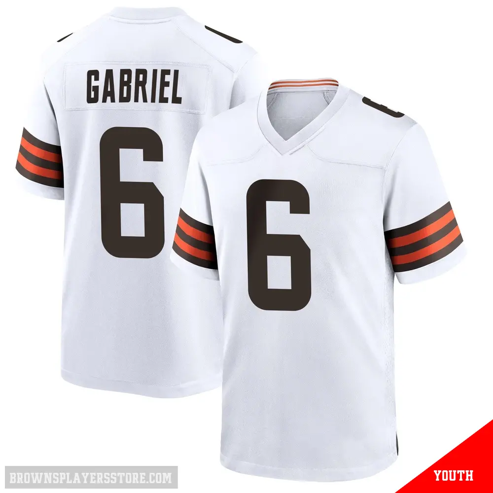 ＃6 Youth Dillon Gabriel White Game Cleveland Browns Jersey