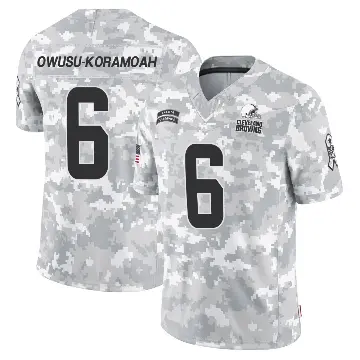 ＃6 Youth Jeremiah Owusu-Koramoah Arctic Camo Limited Cleveland Browns 2024 Salute to Service Jersey