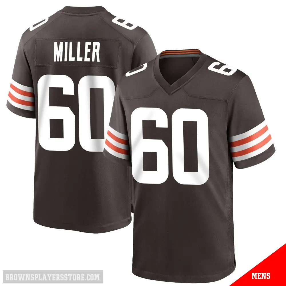 ＃60 Men's Izavion Miller Brown Game Cleveland Browns Team Color Jersey