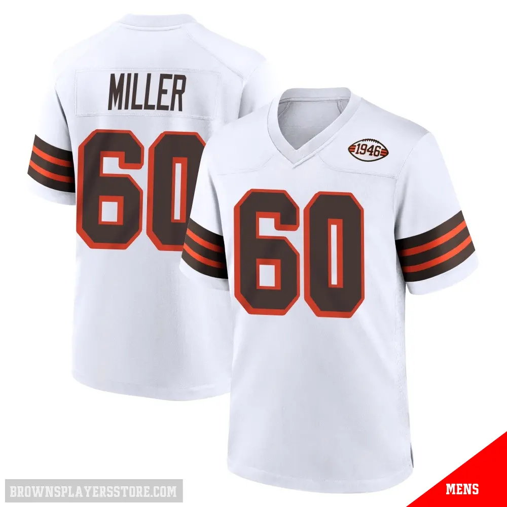 ＃60 Men's Izavion Miller White Game Cleveland Browns 1946 Collection Alternate Jersey