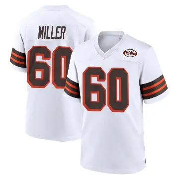 ＃60 Men's Izavion Miller White Game Cleveland Browns 1946 Collection Alternate Jersey