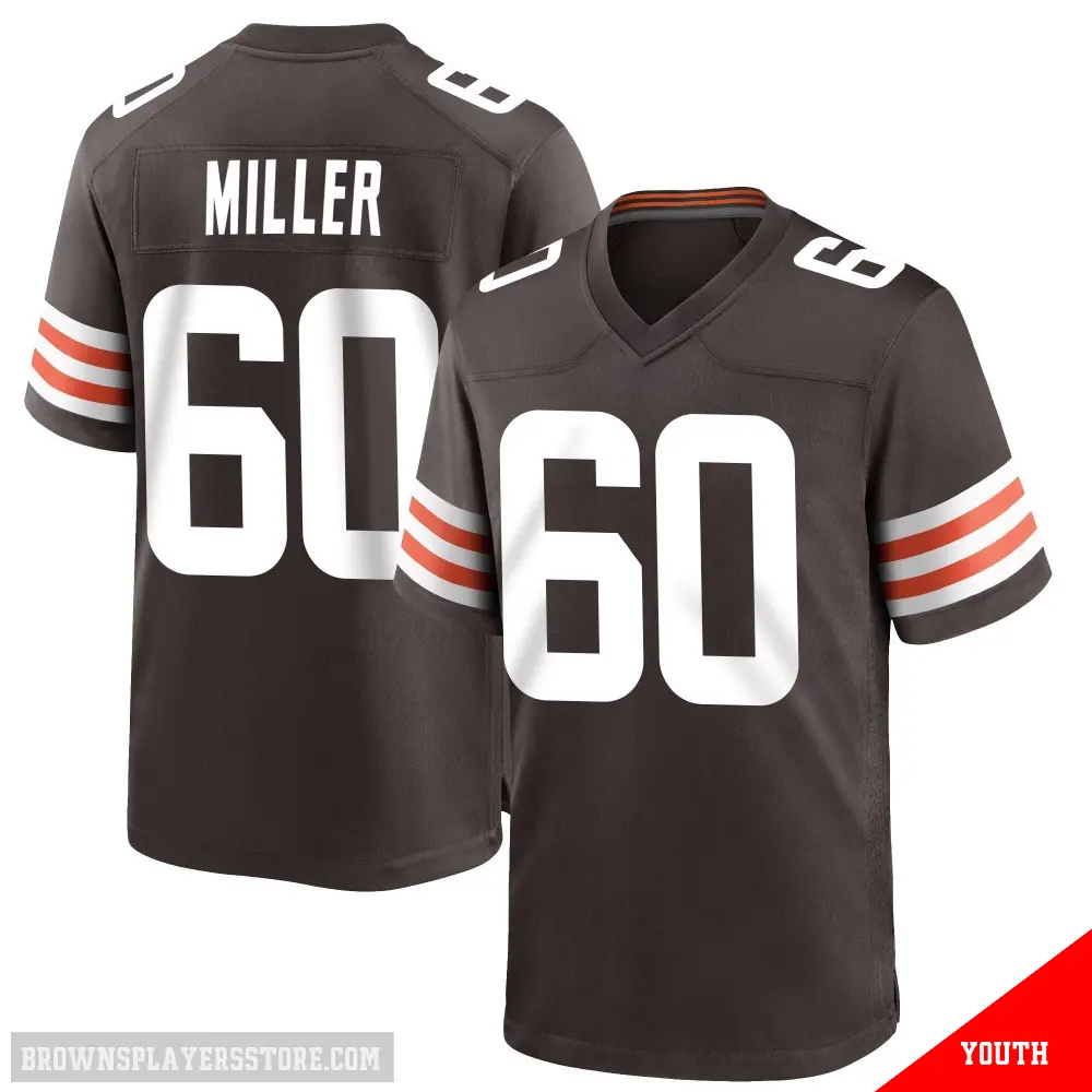 ＃60 Youth Izavion Miller Brown Game Cleveland Browns Team Color Jersey