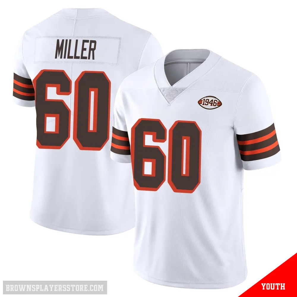 ＃60 Youth Izavion Miller White Limited Cleveland Browns Vapor 1946 Collection Alternate Jersey