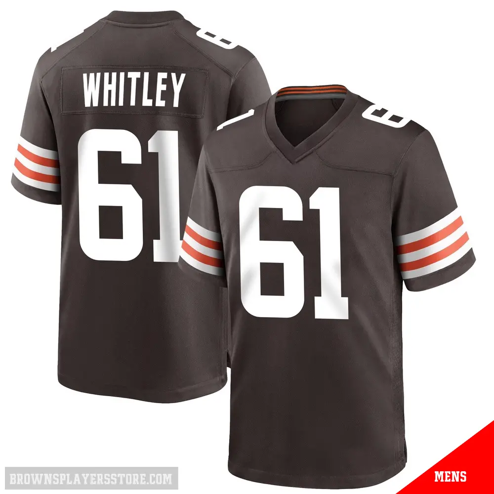 ＃61 Men's Benton Whitley Brown Game Cleveland Browns Team Color Jersey
