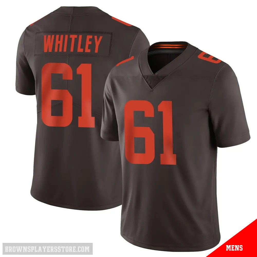 ＃61 Men's Benton Whitley Brown Limited Cleveland Browns Vapor Alternate Jersey