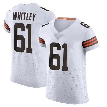 ＃61 Men's Benton Whitley White Elite Cleveland Browns Vapor Jersey