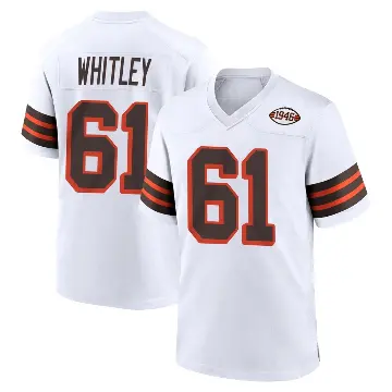 ＃61 Men's Benton Whitley White Game Cleveland Browns 1946 Collection Alternate Jersey