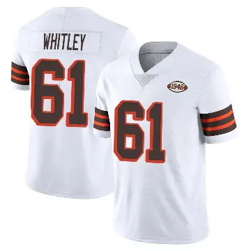 ＃61 Men's Benton Whitley White Limited Cleveland Browns Vapor 1946 Collection Alternate Jersey
