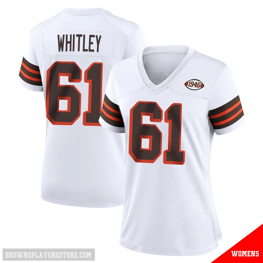 ＃61 Women's Benton Whitley White Game Cleveland Browns 1946 Collection Alternate Jersey