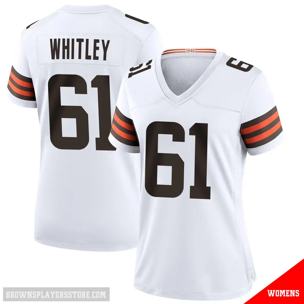 ＃61 Women's Benton Whitley White Game Cleveland Browns Jersey