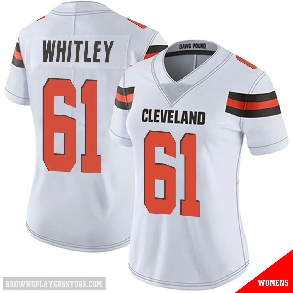 ＃61 Women's Benton Whitley White Limited Cleveland Browns Vapor Untouchable Jersey