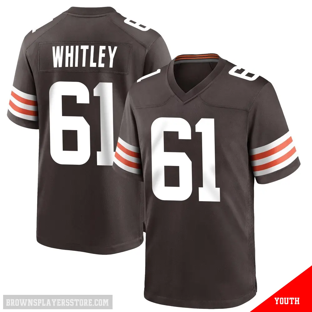 ＃61 Youth Benton Whitley Brown Game Cleveland Browns Team Color Jersey