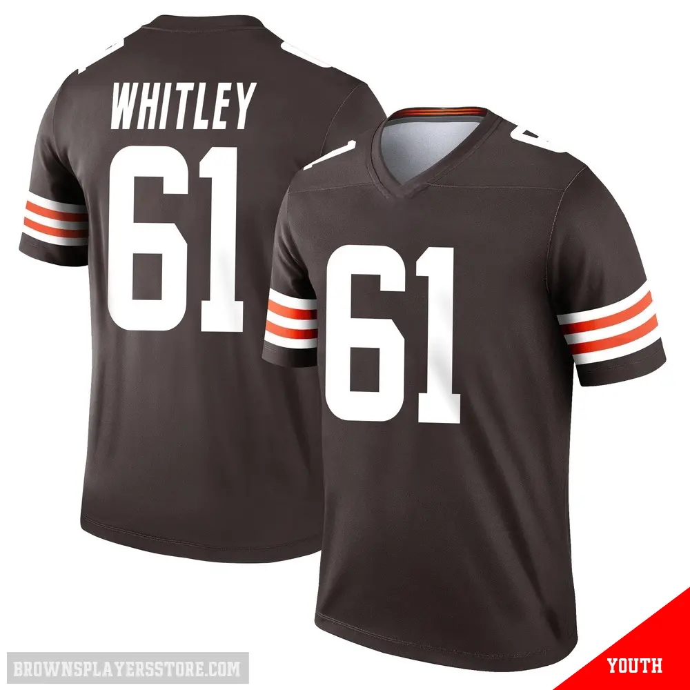 ＃61 Youth Benton Whitley Brown Legend Cleveland Browns Jersey