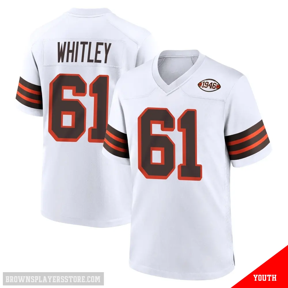 ＃61 Youth Benton Whitley White Game Cleveland Browns 1946 Collection Alternate Jersey