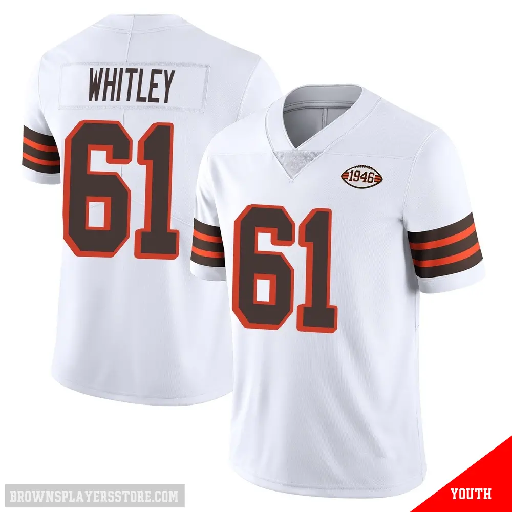 ＃61 Youth Benton Whitley White Limited Cleveland Browns Vapor 1946 Collection Alternate Jersey