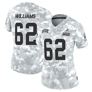 ＃62 Women's Bucky Williams Arctic Camo Limited Cleveland Browns 2024 Salute to Service Jersey