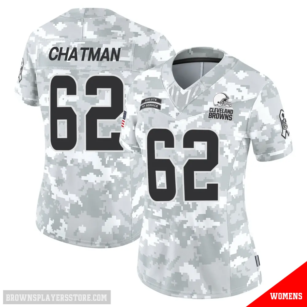 ＃62 Women's Elijah Chatman Arctic Camo Limited Cleveland Browns 2024 Salute to Service Jersey
