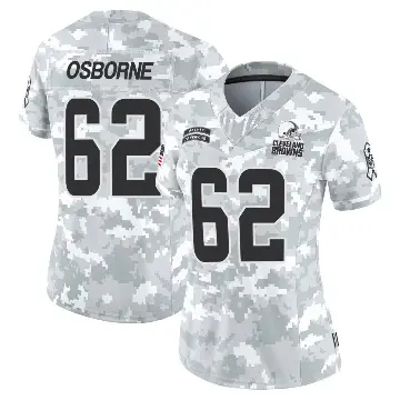 ＃62 Women's Justin Osborne Arctic Camo Limited Cleveland Browns 2024 Salute to Service Jersey