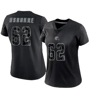 ＃62 Women's Justin Osborne Black Limited Cleveland Browns Reflective Jersey
