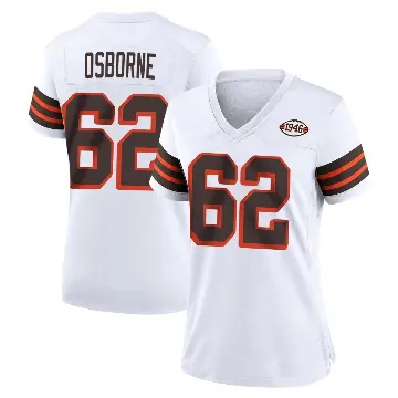 ＃62 Women's Justin Osborne White Game Cleveland Browns 1946 Collection Alternate Jersey