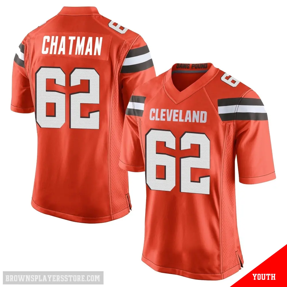 ＃62 Youth Elijah Chatman Orange Game Cleveland Browns Alternate Jersey