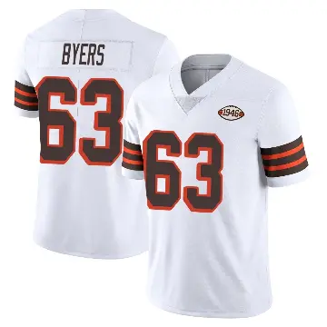＃63 Men's Jeremiah Byers White Limited Cleveland Browns Vapor 1946 Collection Alternate Jersey