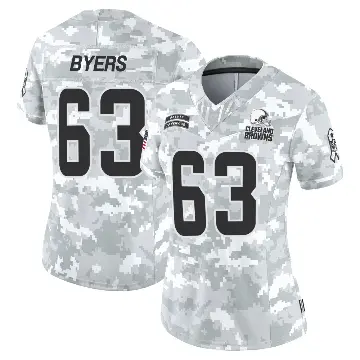 ＃63 Women's Jeremiah Byers Arctic Camo Limited Cleveland Browns 2024 Salute to Service Jersey