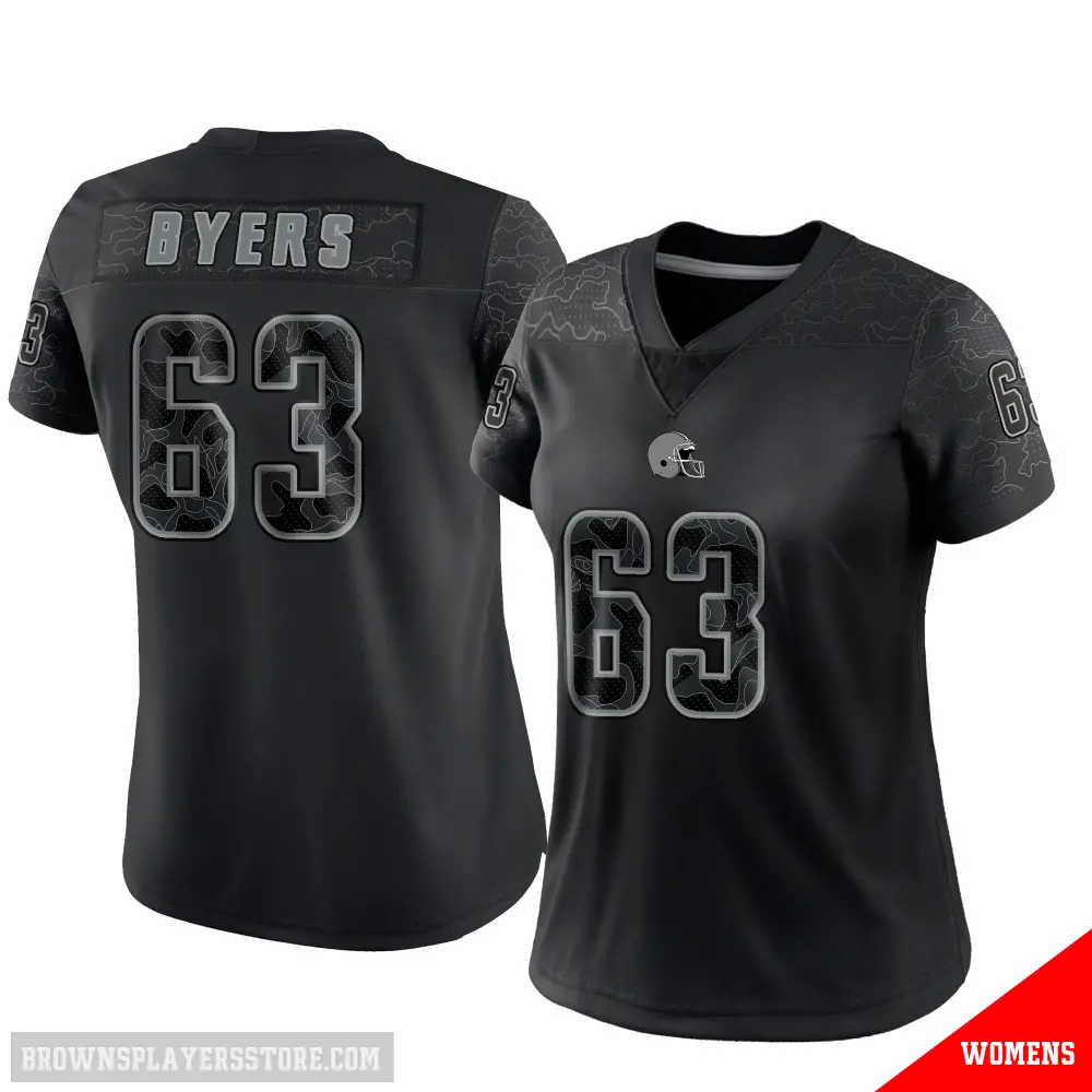 ＃63 Women's Jeremiah Byers Black Limited Cleveland Browns Reflective Jersey