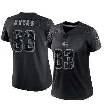 ＃63 Women's Jeremiah Byers Black Limited Cleveland Browns Reflective Jersey