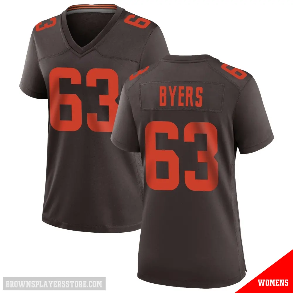＃63 Women's Jeremiah Byers Brown Game Cleveland Browns Alternate Jersey