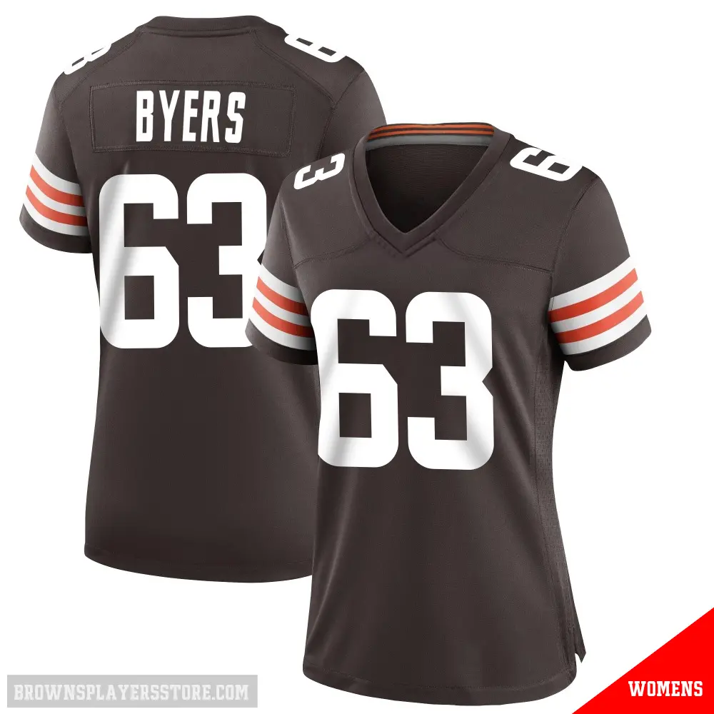 ＃63 Women's Jeremiah Byers Brown Game Cleveland Browns Team Color Jersey
