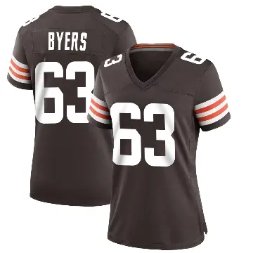 ＃63 Women's Jeremiah Byers Brown Game Cleveland Browns Team Color Jersey