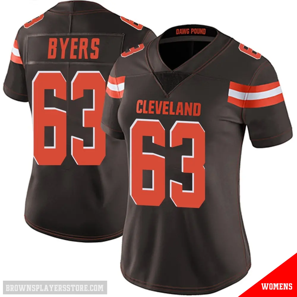 ＃63 Women's Jeremiah Byers Brown Limited Cleveland Browns Team Color Vapor Untouchable Jersey