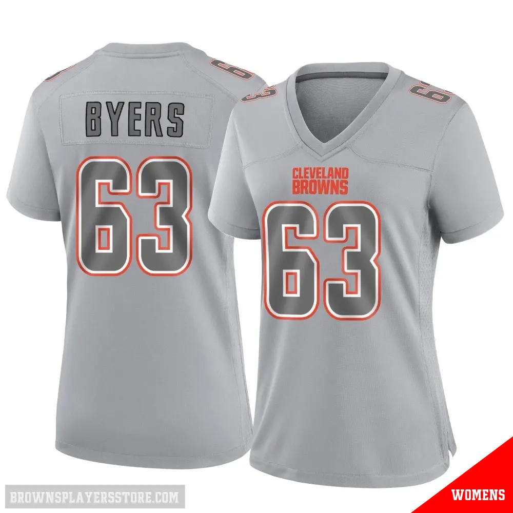 ＃63 Women's Jeremiah Byers Gray Game Cleveland Browns Atmosphere Fashion Jersey